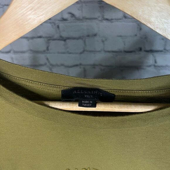 All Saints   Cotton Graphic Tee In Khaki Green  XS /S - Picture 5 of 6